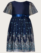 Elspeth Duchess Glitter Dress, Blue (NAVY), large