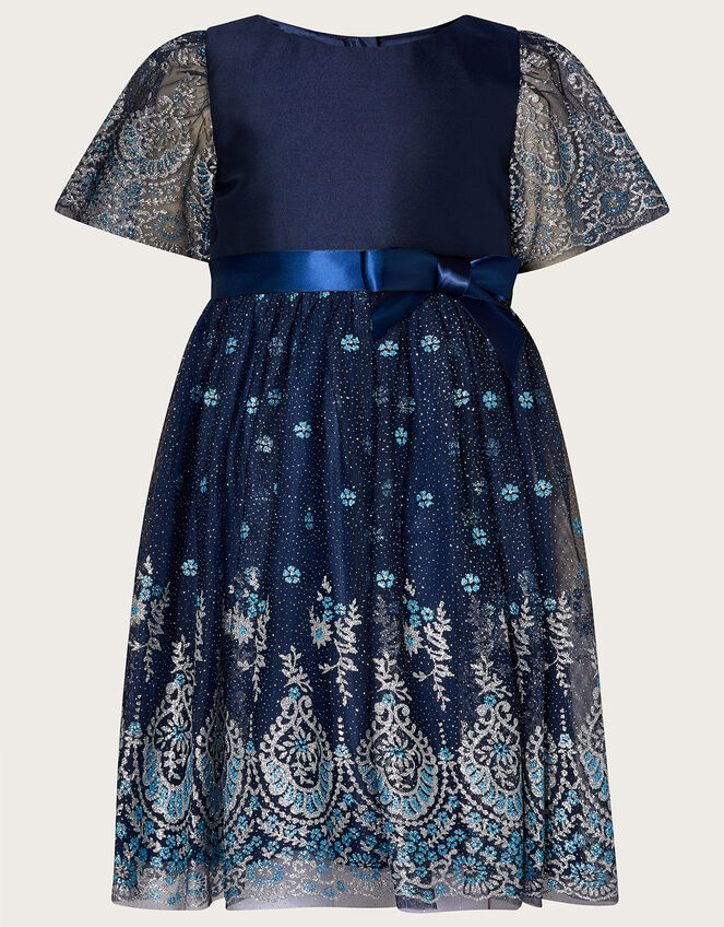 Elspeth Duchess Glitter Dress, Blue (NAVY), large