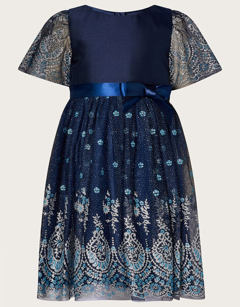 Elspeth Duchess Glitter Dress Blue, Blue (NAVY), large