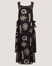Mafalda Sun Print Lace Midi Dress, Black (BLACK), large