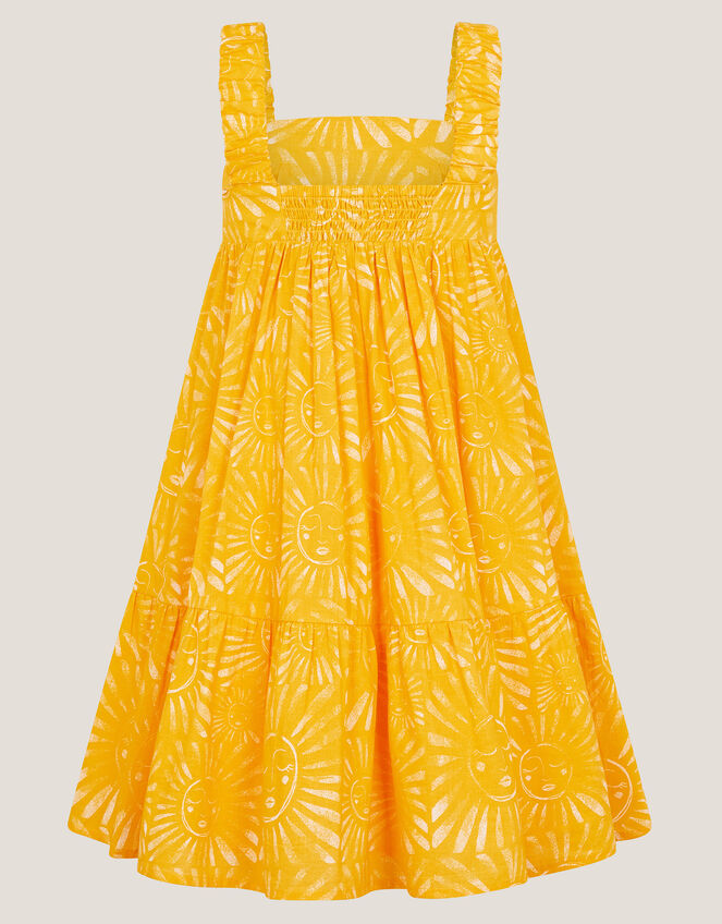 Sun Print Tier Dress, Yellow (YELLOW), large