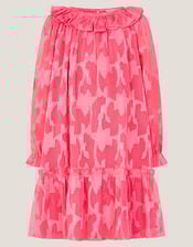 Floral Burnout Long Sleeve Dress, Pink (PINK), large