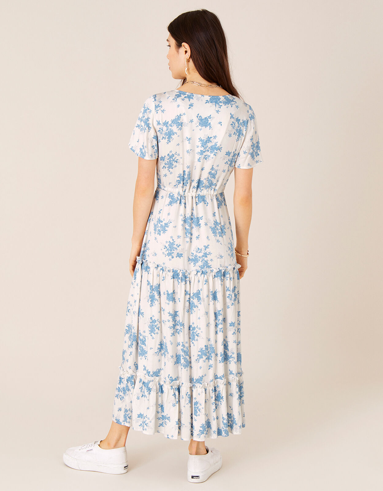 Ivory floral midi dress clearance