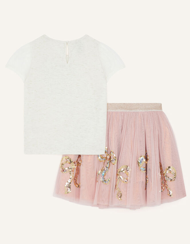 Disco Bow Skirt and Top Set, Pink (PINK), large