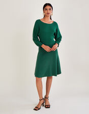 Short Pleat Cuff Dress with LENZING™ ECOVERO™, Green (GREEN), large