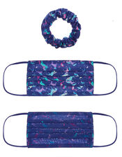 Unicorn Face Covering Set with Matching Scrunchie, , large