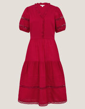 Wendy Tiered Midi Dress, Red (RED), large