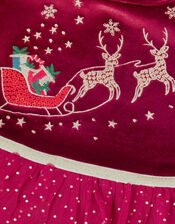 Baby Christmas Reindeer Mesh Dress & Headband Set, Red (BURGUNDY), large