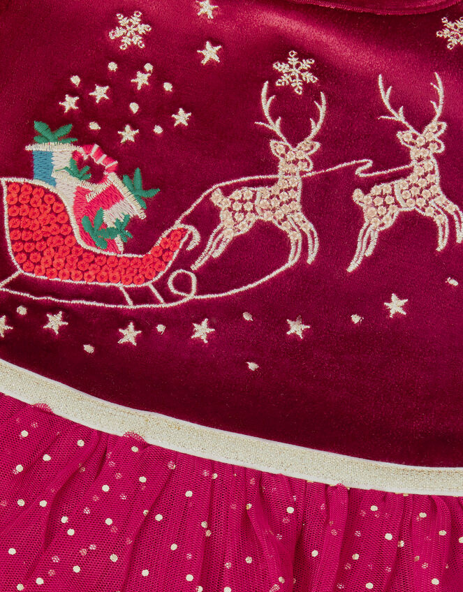 Baby Christmas Reindeer Mesh Dress & Headband Set, Red (BURGUNDY), large