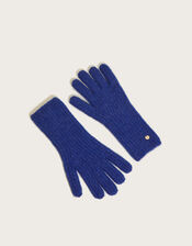 Super Soft Knit Gloves with Recycled Polyester, Blue (COBALT), large