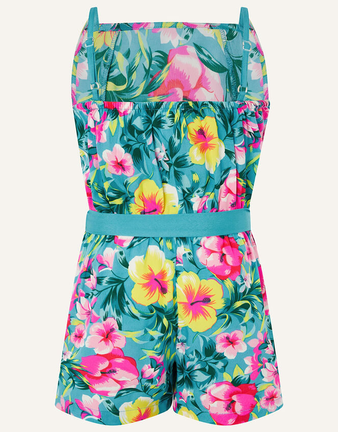 Samia Floral Frill Playsuit, Green (GREEN), large