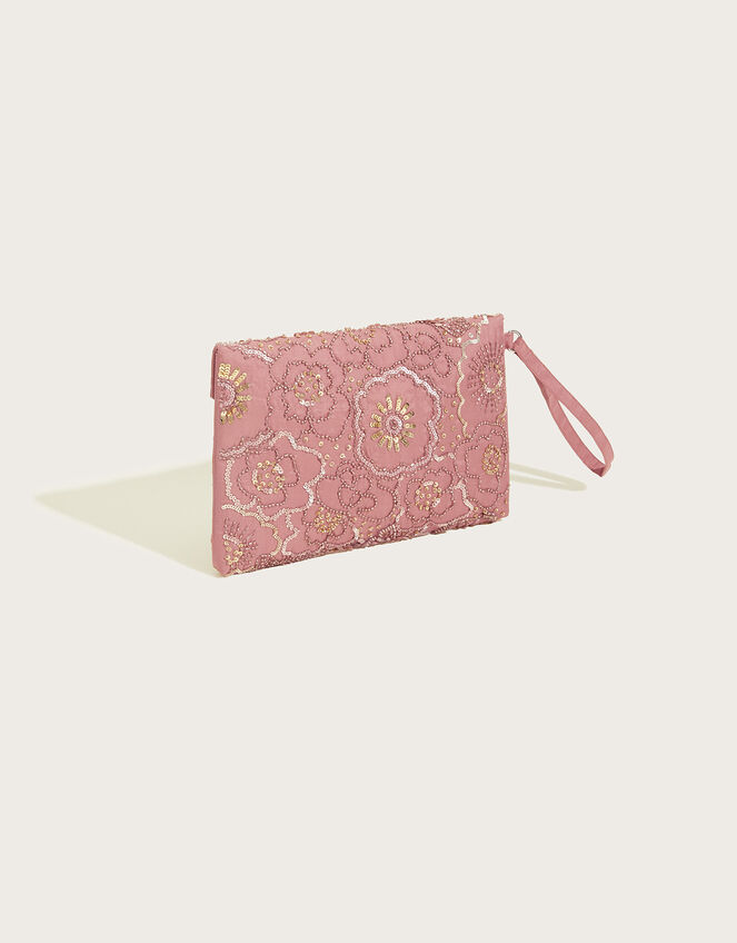 Embroidered Beaded Envelope Clutch Bag, , large
