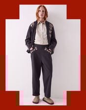 East Esme Embroidered Trousers, Grey (CHARCOAL), large