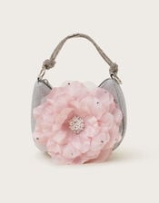 Oversized Flower Scoop Bag, Silver (SILVER), large