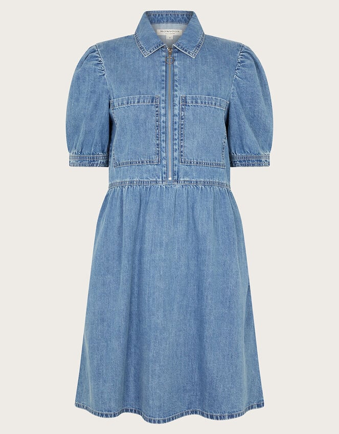 Adeena Denim Mini Dress, Blue (DENIM BLUE), large