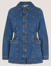 Mabel Longline Denim Jacket, Blue (MID AUTHENTIC BLUE), large