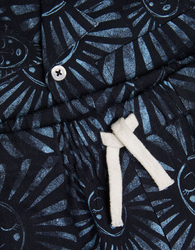 Sun Print Shirt and Shorts Set, Blue (NAVY), large