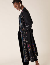 Raja Embroidered Kimono in Recycled Fabric, Black (BLACK), large