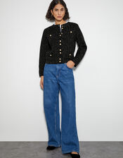 Saskia Smart Glitter Cardigan, Black (BLACK), large