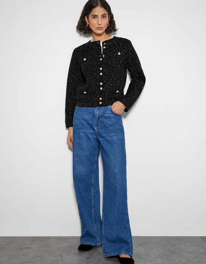 Saskia Smart Glitter Cardigan, Black (BLACK), large
