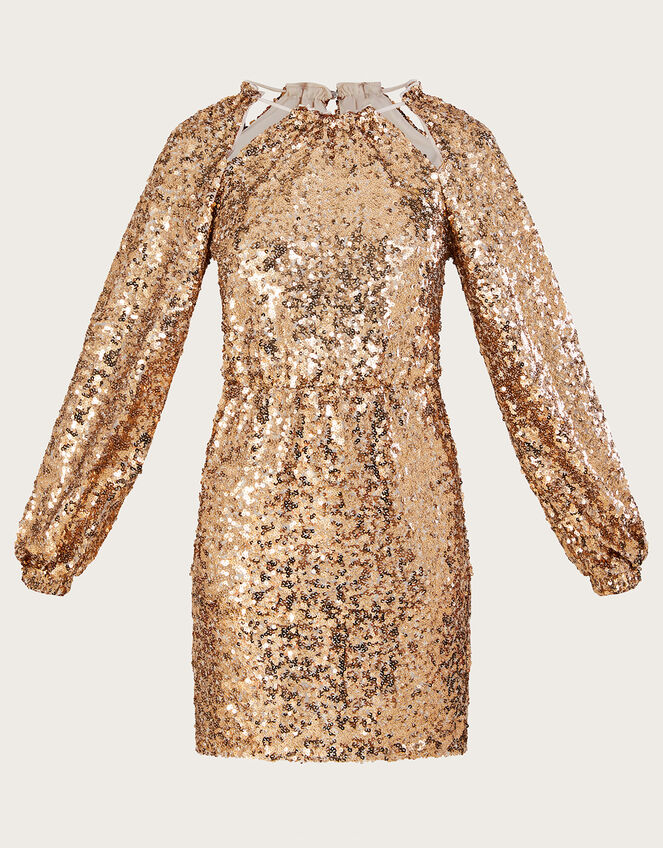 Leslie Sequin Short Dress, Gold (GOLD), large