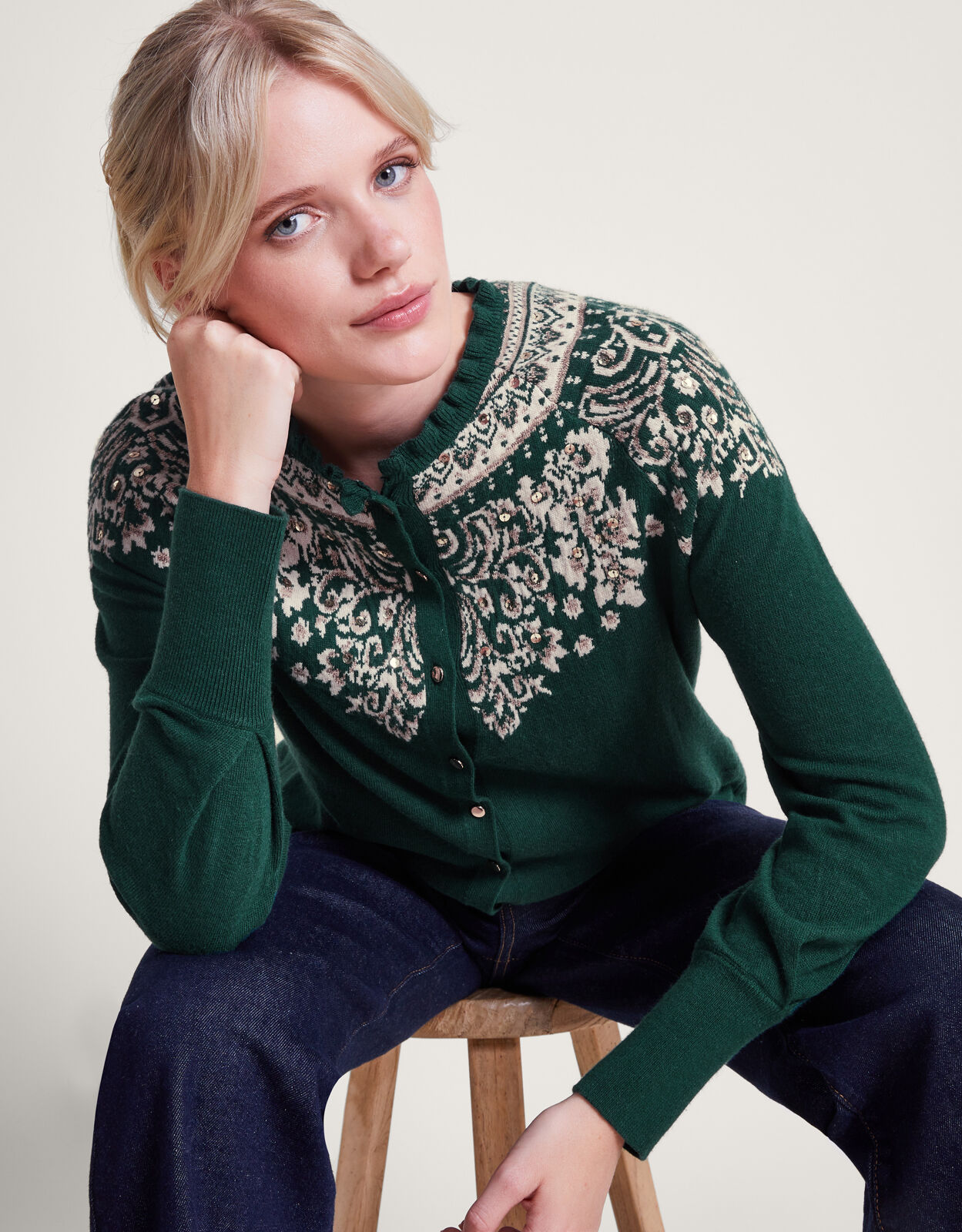 Hope Fair Isle Cardigan Green
