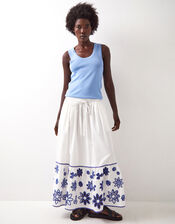 East Harlow Floral Cutwork Maxi Skirt, White (WHITE), large