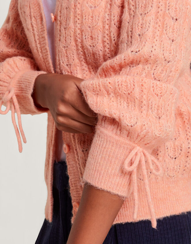 Super-Soft Pointelle Cardigan, Orange (PEACH), large