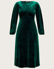 Lizzy Star Devore Midi Dress, Teal (TEAL), large