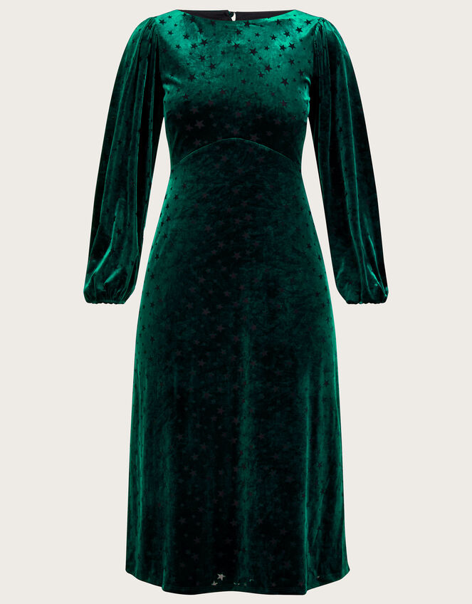 Lizzy Star Devore Midi Dress, Teal (TEAL), large