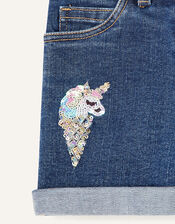 Unicorn Denim Shorts , Blue (BLUE), large