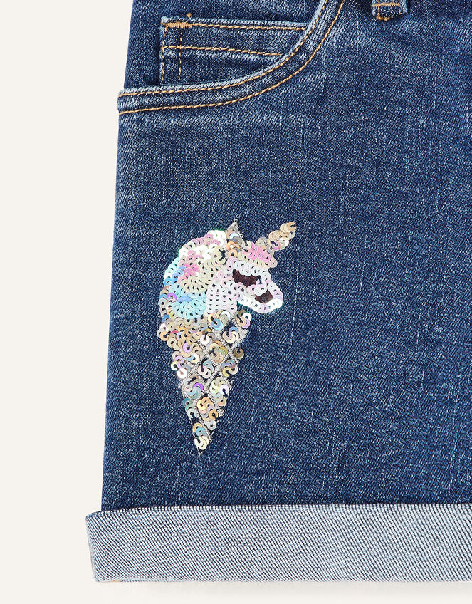 Unicorn Denim Shorts , Blue (BLUE), large