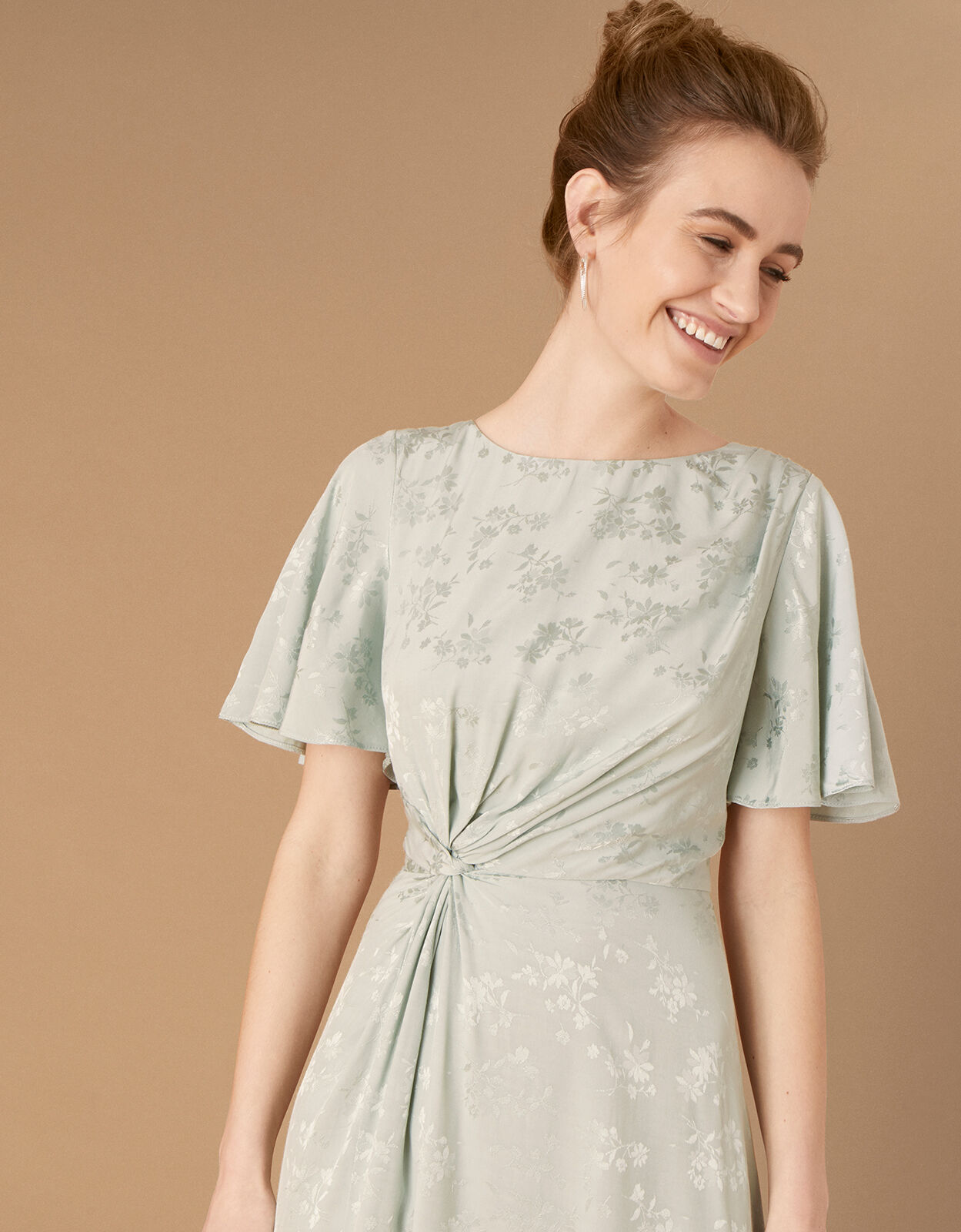 Ellinor Satin Jacquard Maxi Dress Green