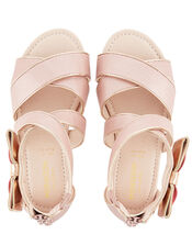 Shimmer Bow Strappy Sandals, Pink (PINK), large