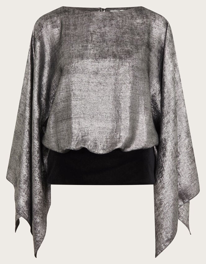 Fifi Metallic Batwing Top, Silver (SILVER), large