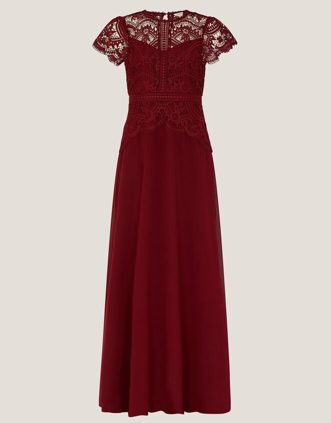 Monica Lace Bridesmaid Dress, Red (BURGUNDY), large