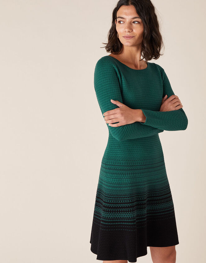 Ombre Knit Dress with Sustainable Viscose, Green (DARK GREEN), large