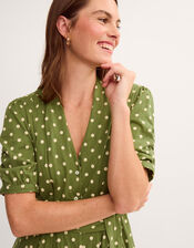 Kasey Polka Dot Jersey Midi Dress, Green (GREEN), large
