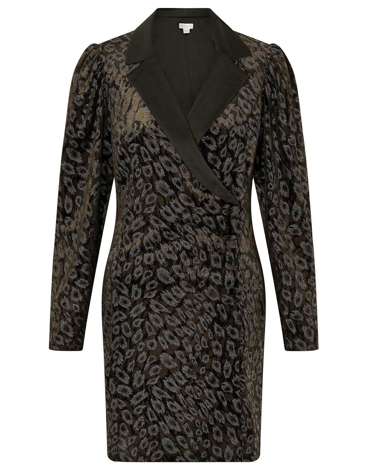 Nieve Leopard Nailhead Blazer Dress Black Day Dresses Monsoon