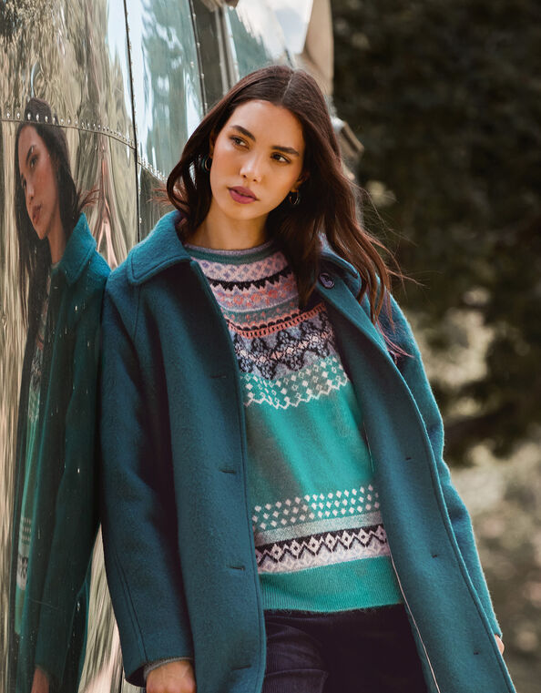 Fair Isle Sweater , Teal (TEAL), large