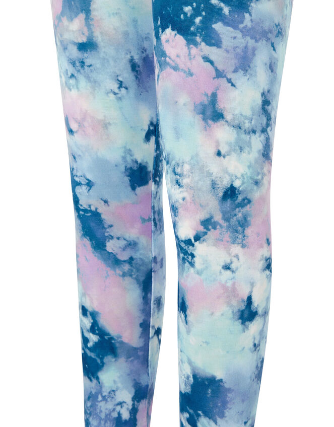 Tie Dye Print Leggings, Blue (BLUE), large
