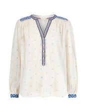 East Aria Embroidered Crinkle Blouse, Ivory (IVORY), large