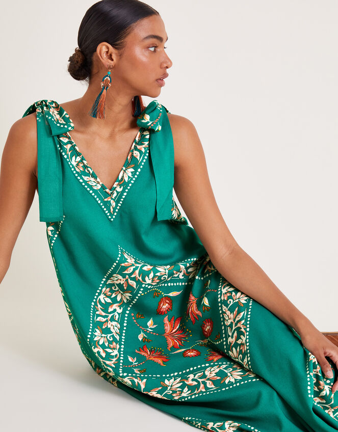 Mila Border Print Midi Dress, Teal (TEAL), large