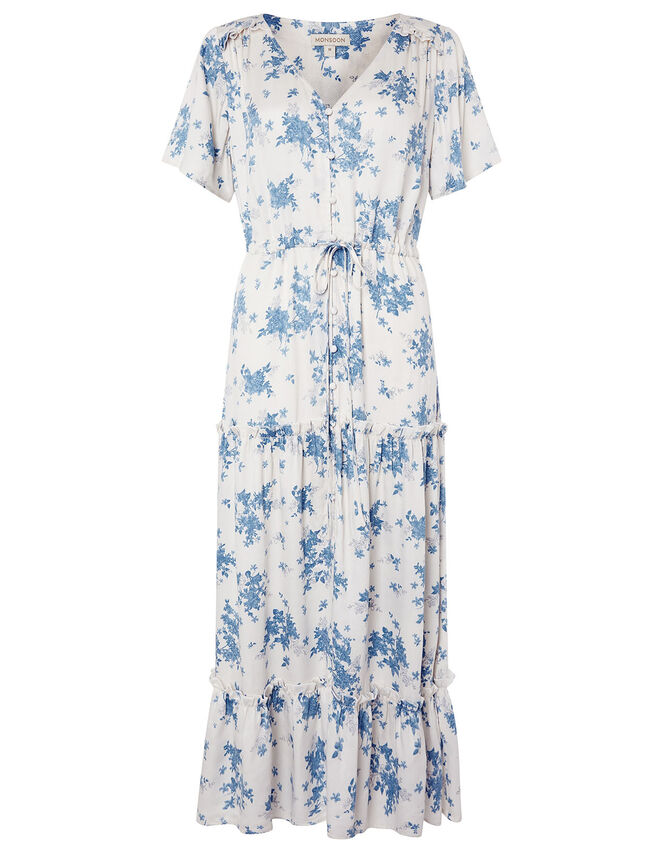 Floral Midi Dress in LENZING™ ECOVERO™, Ivory (IVORY), large