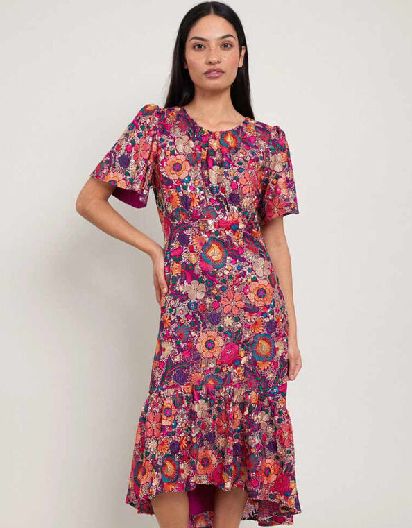 East Ishi Floral Embellished Midi Dress, Multi (MULTI), large