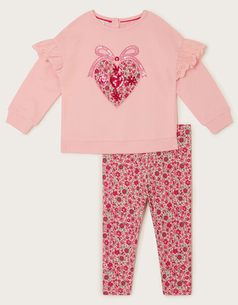 Baby Heart Leggings and Jumper Set, Pink (PINK), large