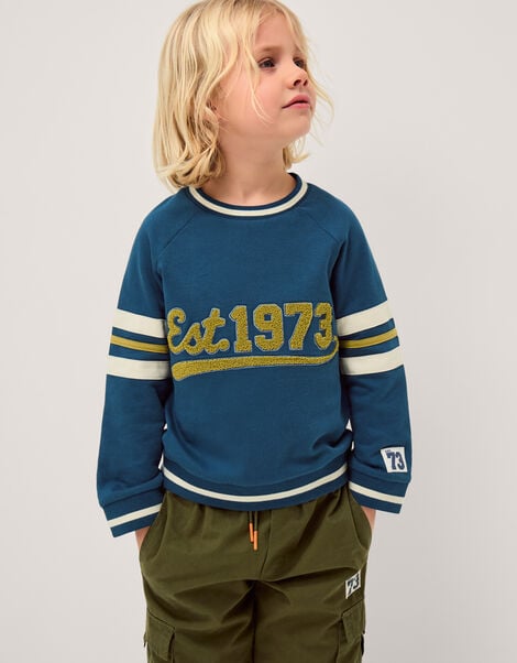 Snow Leopard Varsity Sweatshirt, Blue (BLUE), large