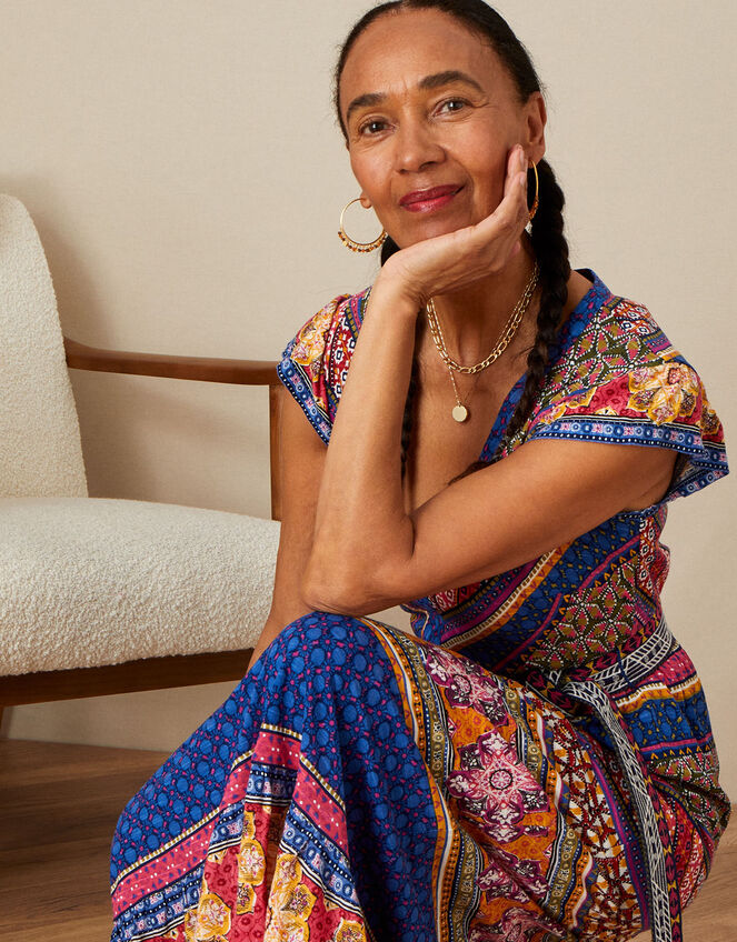 Colourful Multi Print Belted Dress in LENZING™ ECOVERO™, Multi (MULTI), large