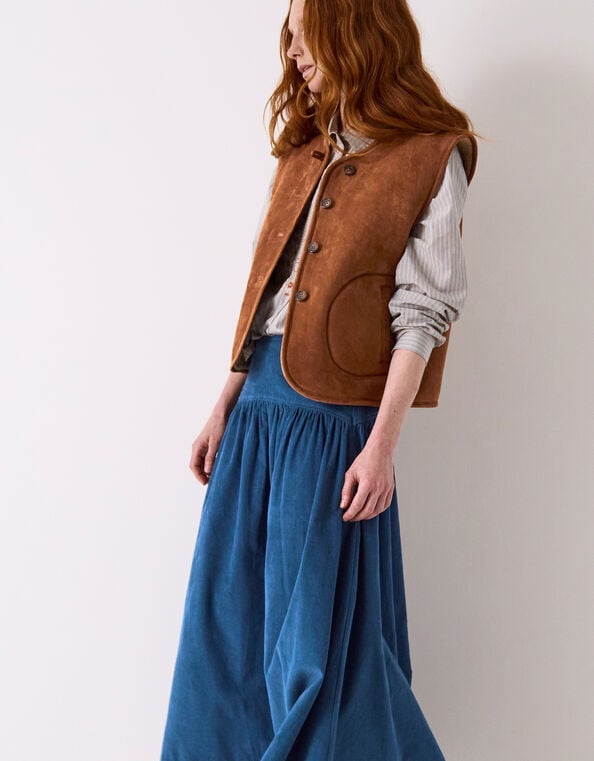 East Zohra Reversible Suede Vest, Tan (TAN), large