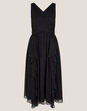 Clemmie Cut-Out Ruffle Prom Dress, Black (BLACK), large